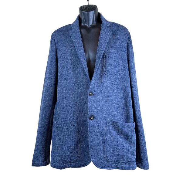 Faherty Brand Deep Navy Melange Slim Fit Unstructured Inlet Knit Stretch Blazer - Picture 1 of 9